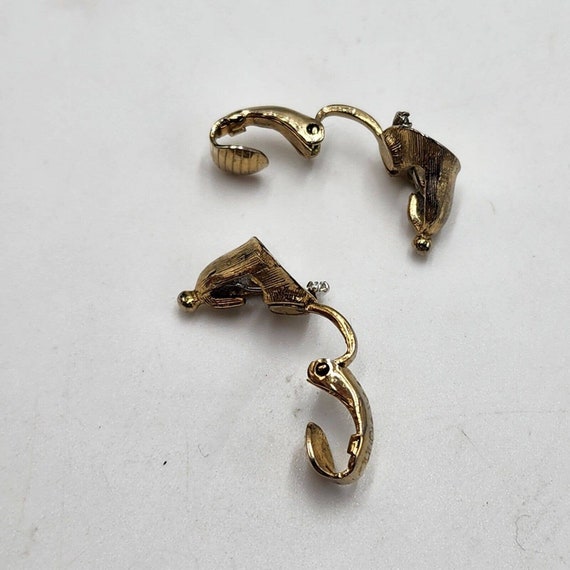 Vintage Moving Avon Bell Rhinestone Clip Earrings… - image 3