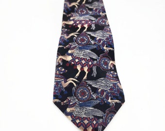 Vintage Metropolitan Museum Of Art Horse With Wings Greek Silk Tie Pegasus MMA