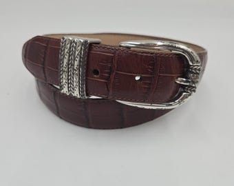 Vintage Brighton Patent Leather Silver Belt #B3140R Made in  display picture 2