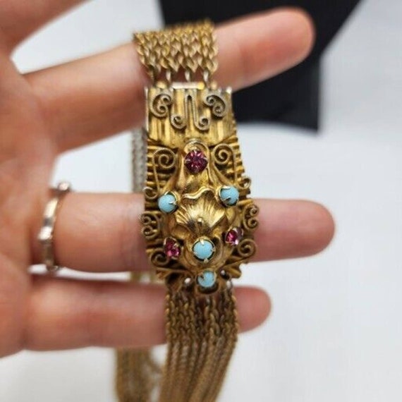 Vintage Art Nouveau Etruscan Revival Jewel Clasp … - image 4