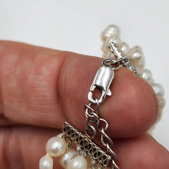 Gorgeous 8 Strand Genuine Pearls White 15-18" Ste… - image 4