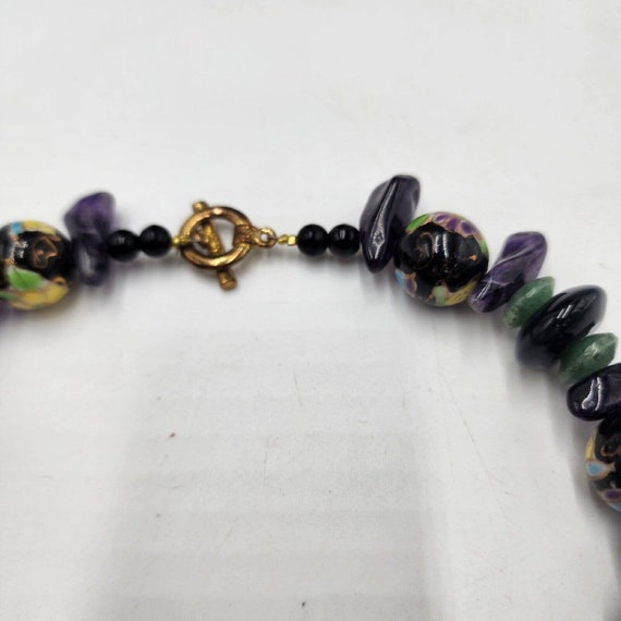 Artisan Jade Amethyst Onyx Chunky Beads Hand pain… - image 5