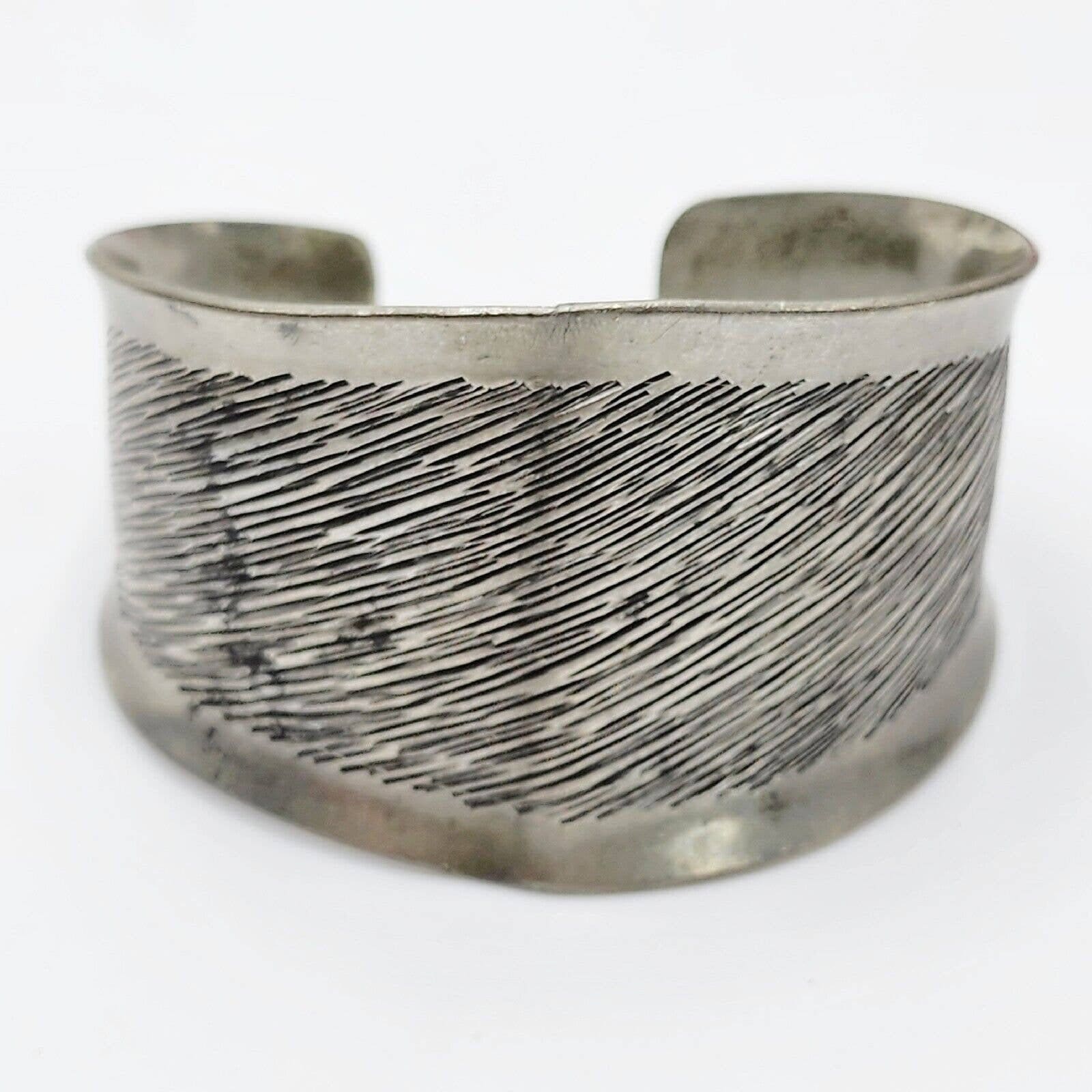 PEWTER 製Jorgen  DENMARK ネックレス　986 Vintage MCM Jorgen Jensen 986 Pewter Wide Big Cuff Bracelet Stripe