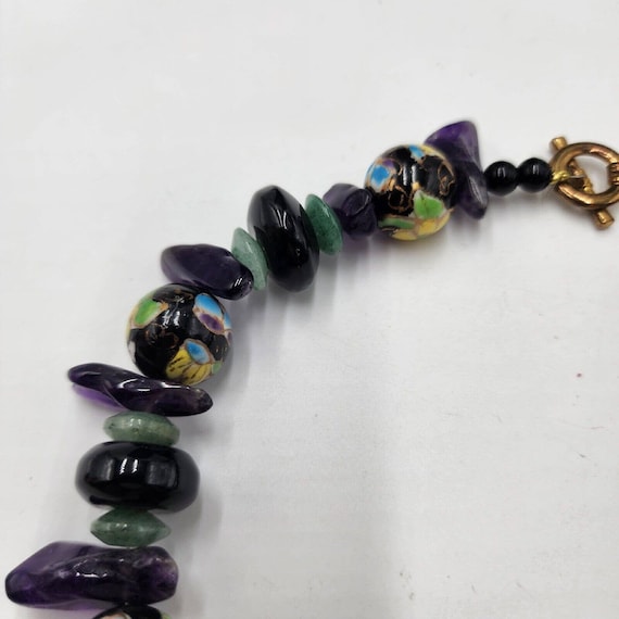 Artisan Jade Amethyst Onyx Chunky Beads Hand pain… - image 6