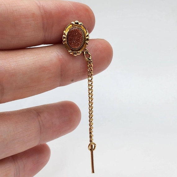 Vintage Tie Tack Goldstone Gold Tone Mens Dapper … - image 1