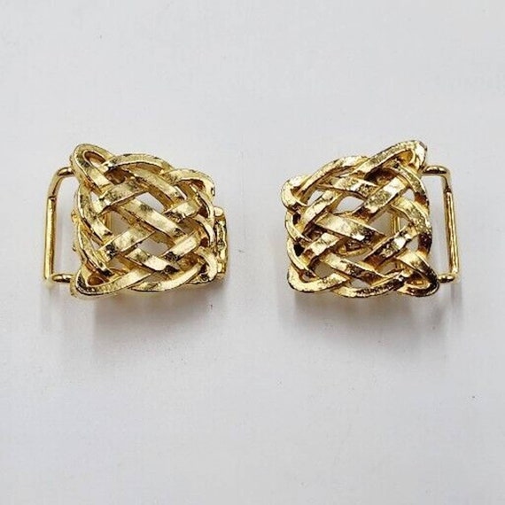 Vintage Mimi Di N Gold Tone Skinny Open Weave Woven Belt Buckle 0.5" Wide