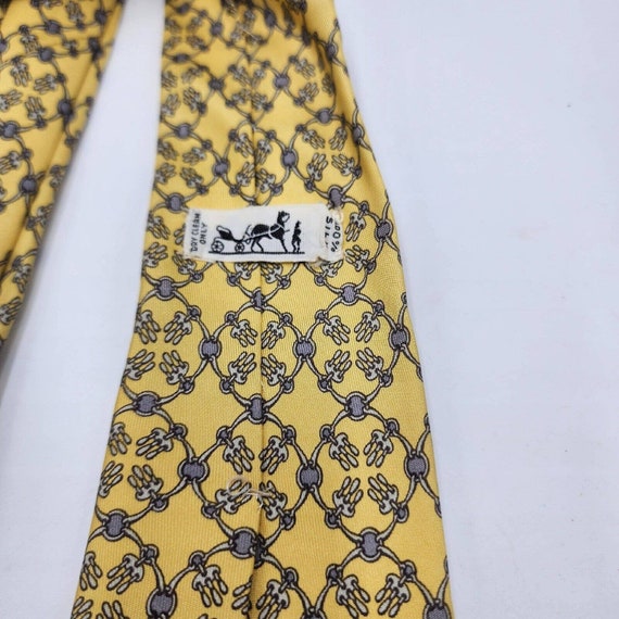 Vintage Genuine Hermès 100% Silk Tie Soft Yellow … - image 4