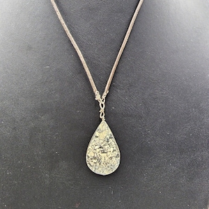 Vintage Crinoid Fossil Jasper 925 Solid Sterling Silver Pendant 18&quot; Necklace
