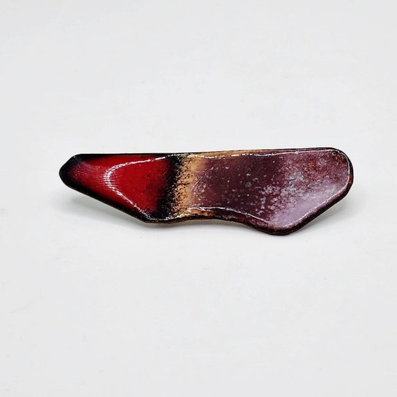 Vintage MCM Abstract Art Enamel Red Purple Ombre … - image 1