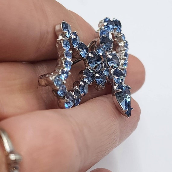 Vintage Sparkling Blue Rhinestone Open Butterfly … - image 3