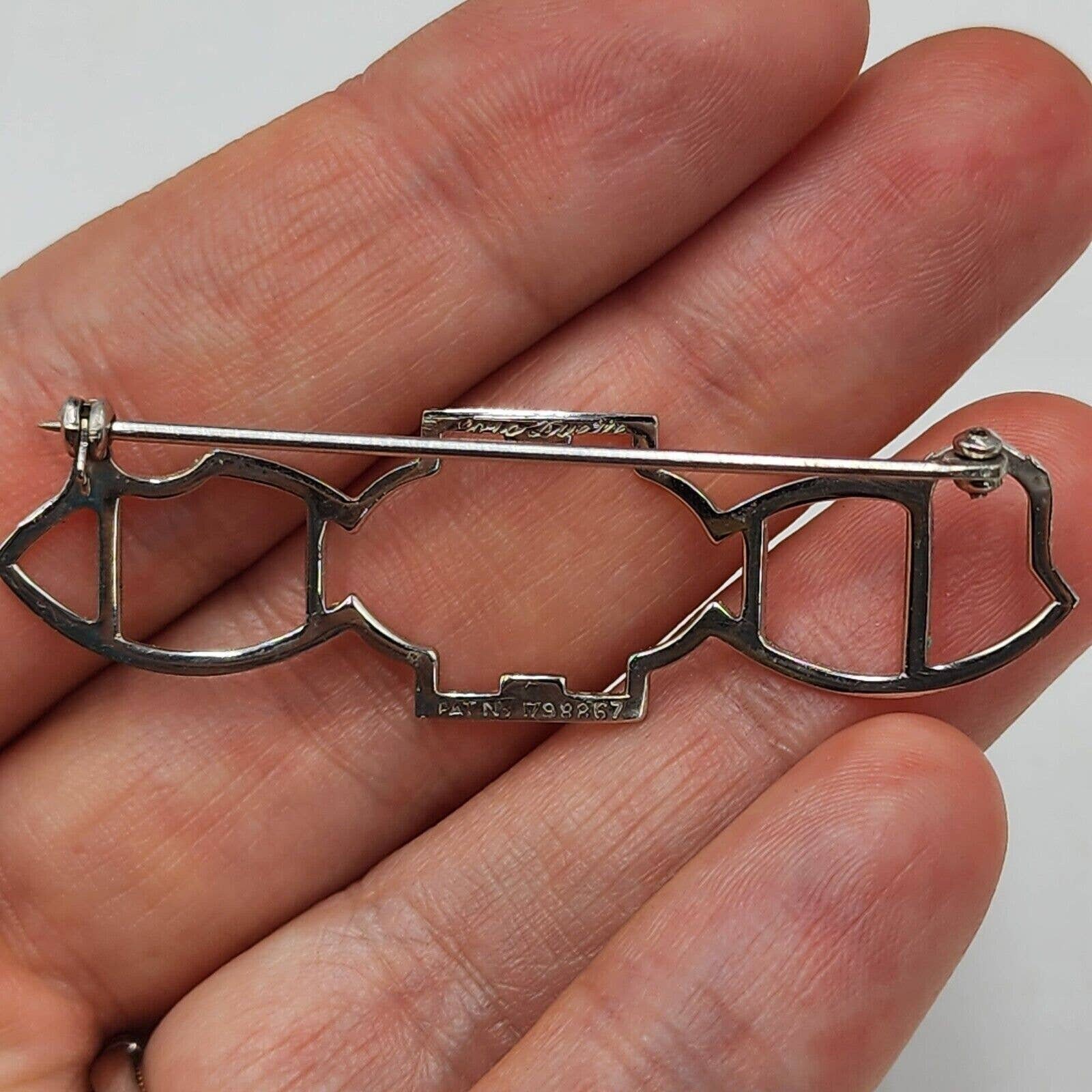 Vintage Coro Duette Silver Tone Rhinestone Brooch Art Deco