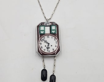 Vintage Michel Le Brun Frankrijk zeldzame handgeschilderde emaille klok hanger grillig
