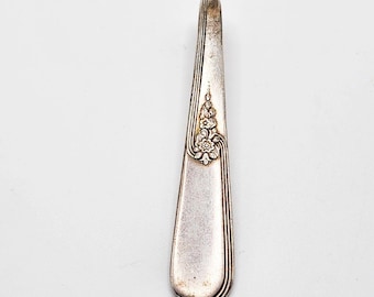 Vintage Artisan Sterling Silver Spoon Handle Pendant Floral Design 3.75" Long