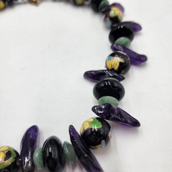 Artisan Jade Amethyst Onyx Chunky Beads Hand pain… - image 4