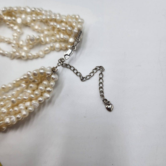 Gorgeous 8 Strand Genuine Pearls White 15-18" Ste… - image 3