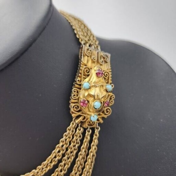 Vintage Art Nouveau Etruscan Revival Jewel Clasp … - image 2