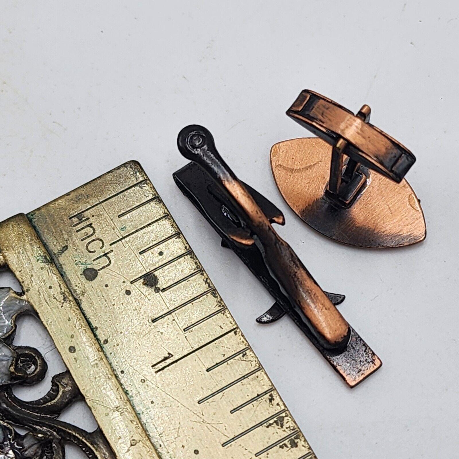 Boutons De Manchette Vintage Années 50 - Design Moderniste, émail Transparent Sur Cuivre - Californie