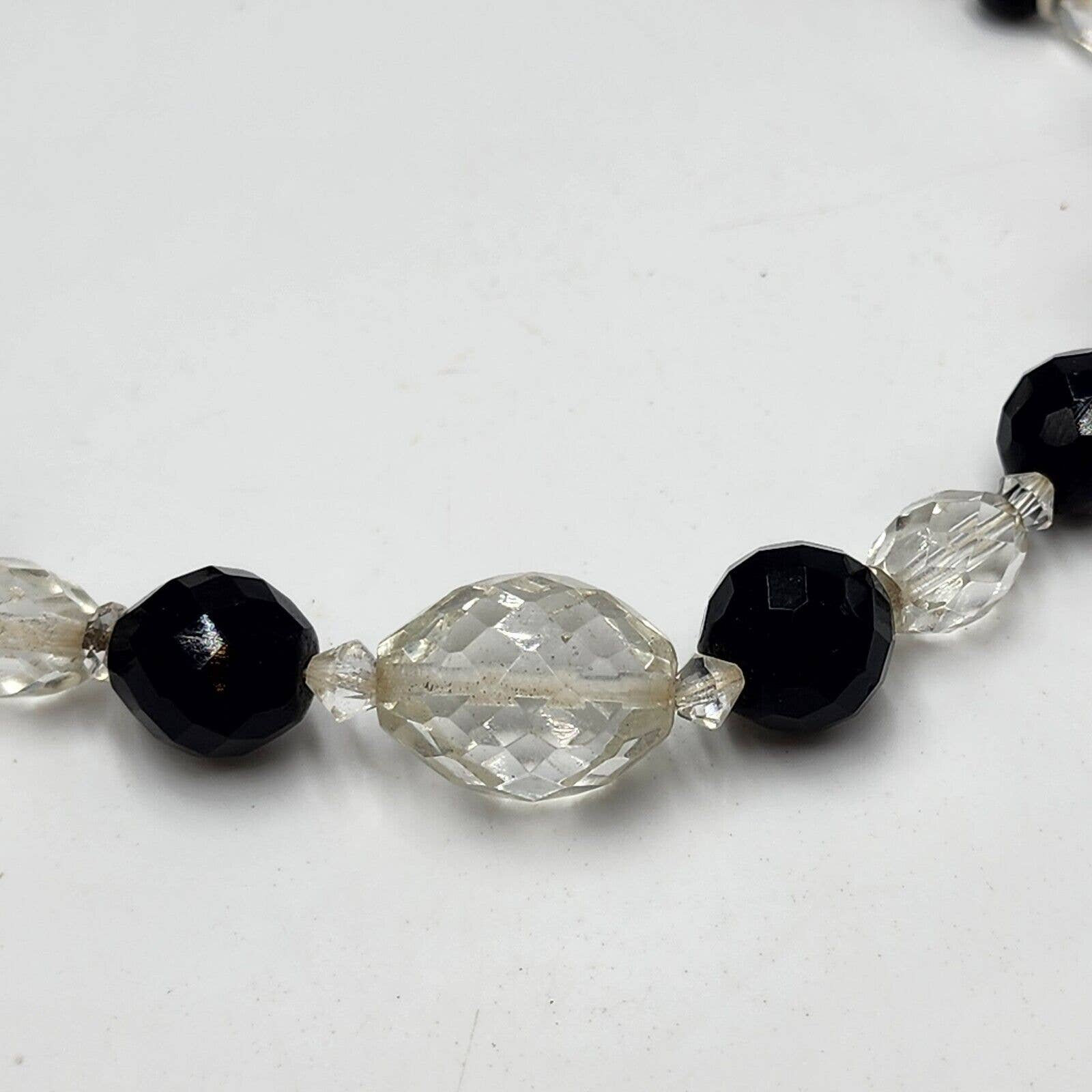 Vintage Art Deco Black and Clear Cut Crystal Glass Graduated