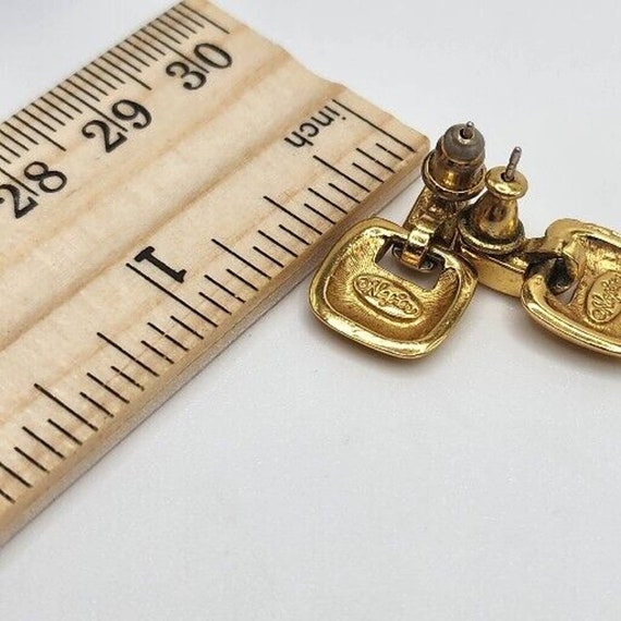 Vintage NAPIER Doorknocker Gold Tone Earrings Cli… - image 4