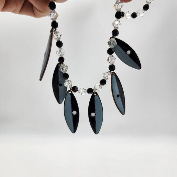 Vintage Mid-Century Modern Copper Blue Enamel Rev… - image 4