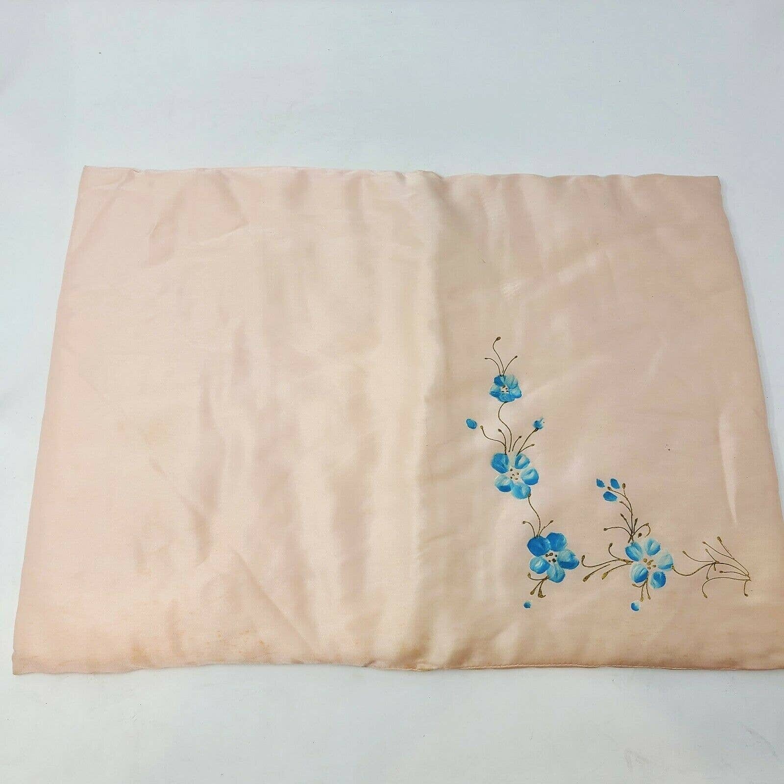 Vintage Hand Painted Pillowcase Light Pink Blue Sweet Flowers - Etsy