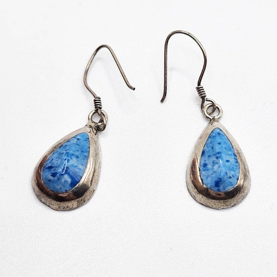 Vintage Rare Light Blue Lapis Gemstone Teardrop S… - image 1