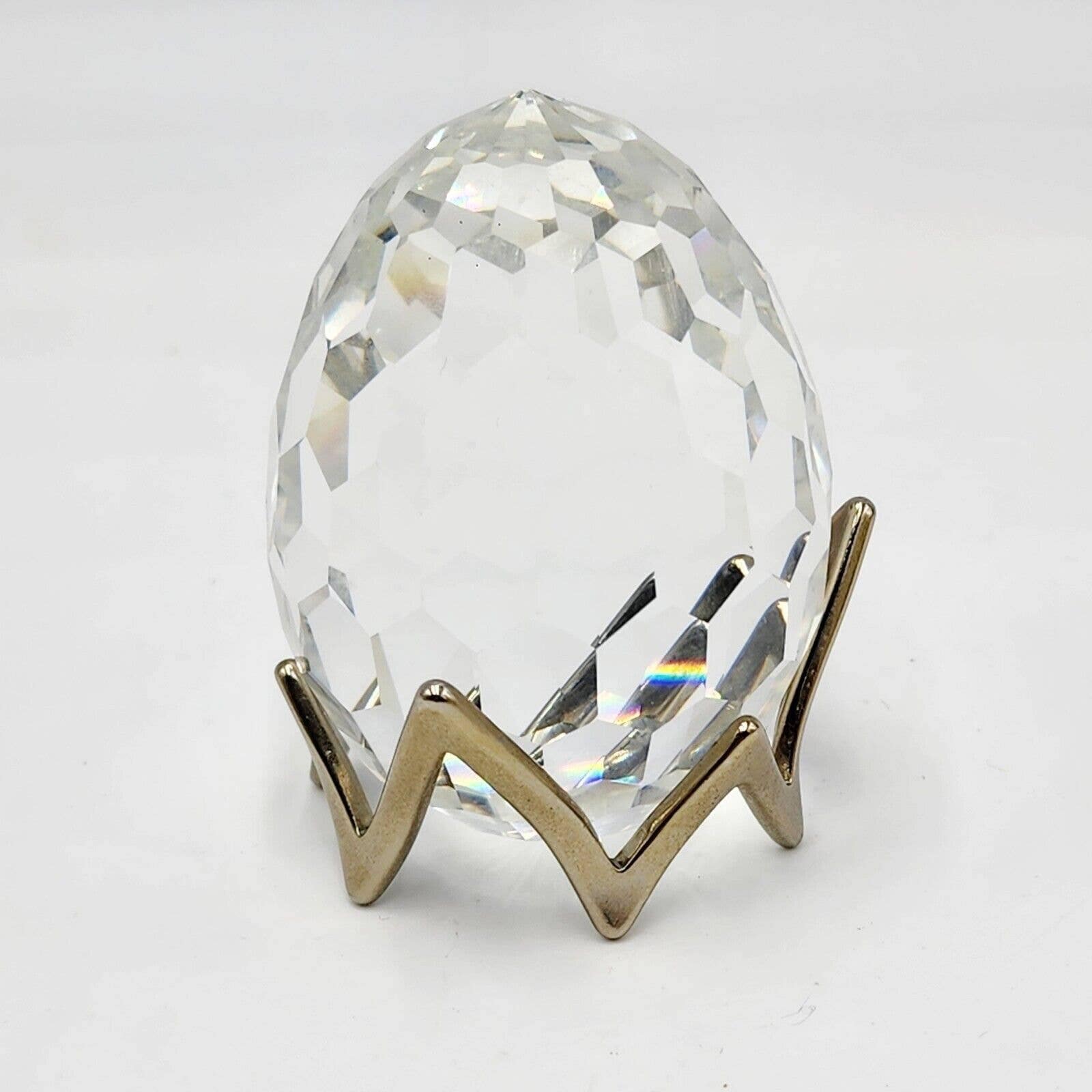 Vintage Swarovski Crystal Egg Paperweight With Stand 010055