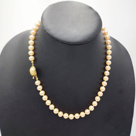 Vintage NM Neiman Marcus Champagne Faux Pearl Glass Hand Knotted