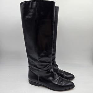 Vintage Albert Assanti Leather Knee Riding Boots Tall Womens Sz 8.5 Black Italy