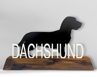 Custom Dog Portrait Dachshund Name Sign - Personalized Wiener Dog Art Decor - Gift Dog Lover - Doxie Wiener Art