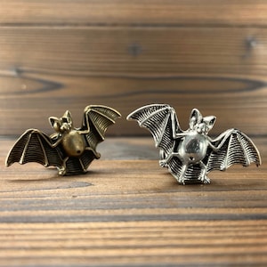 Little Bat drawer knobs in Silver or Brass - Bat Cabinet Knobs for your Gothic Home Decor - Bat Dresser Knobs