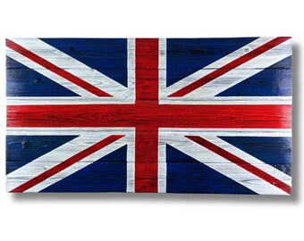 Burnt Wood British Flag - Wooden Union Jack Flag - Shou Sugi Ban Wooden British Flag  - Rustic Wall Decor - Indoor and Outdoor