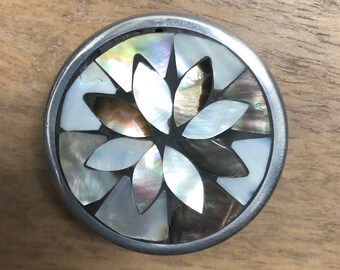 Mother Of Pearl Round Drawer Knob Black Grey Pearl Dresser Etsy