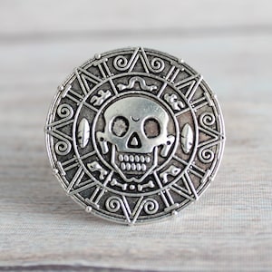 Skull Drawer Knobs in Silver - Round Pirate Cabinet Knobs in Silver for Pirate Room Decor - Boy Dresser Knobs Pirate Doubloon