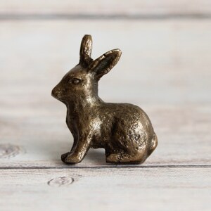 Little Rabbit Drawer Knobs - Small Bunny Cabinet knobs in Antique Brass for Woodland Nursery Decor - Animal Dresser knobs in Brass