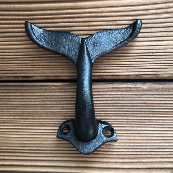 Whale Tail Wall Hook in Black - Black Whale Tail Towel Hook - Nautical wall Decor - Coat Hanger Whale