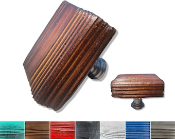 Shou Sugi Ban Square Wooden Drawer Knobs  - Japanese Wood Charred Drawer Knobs - Burnt Wooden Cabinet Knobs