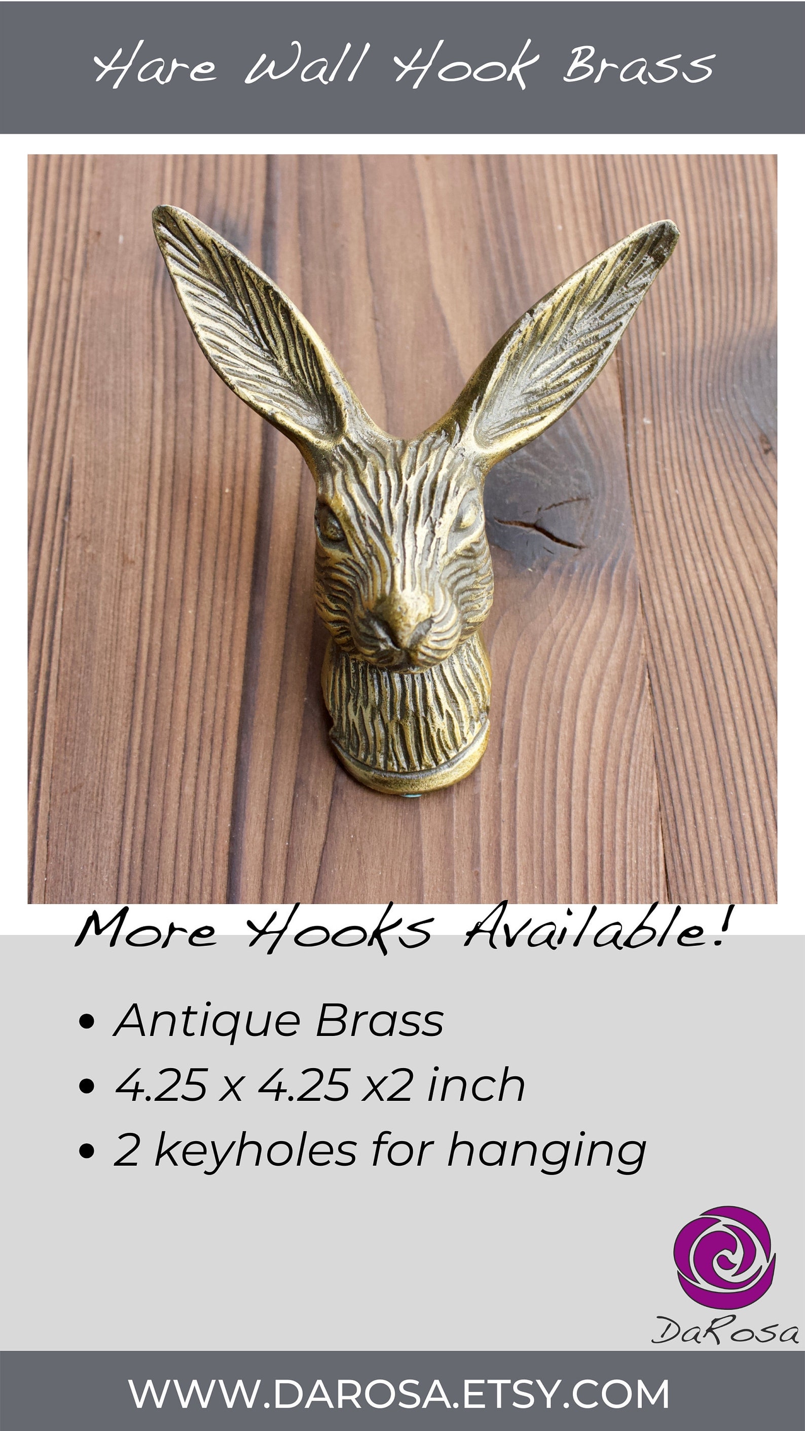 Hare Hook Rabbit Wall Hook in Antique Brass Woodland Decor Etsy Canada