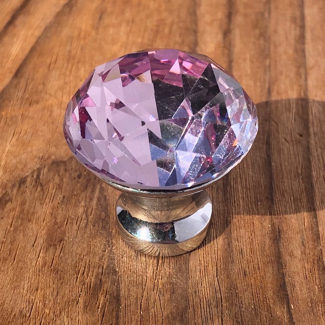 Pink Glass Drawer Knobs Diamond Shaped Glass Knobs Etsy