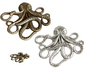 Octopus Drawer Knob in Silver or Brass