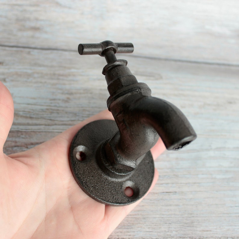 Faucet Wall Hook in Cast Iron Bronze Water Tap Hook Garden Etsy