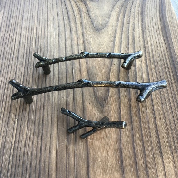 Branch Drawer Knobs And Pulls In Brass Rustic Branch Drawer Etsy