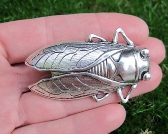 Insect drawer knob - Cicada Drawer Knob - in Silver Metal (MK111S)