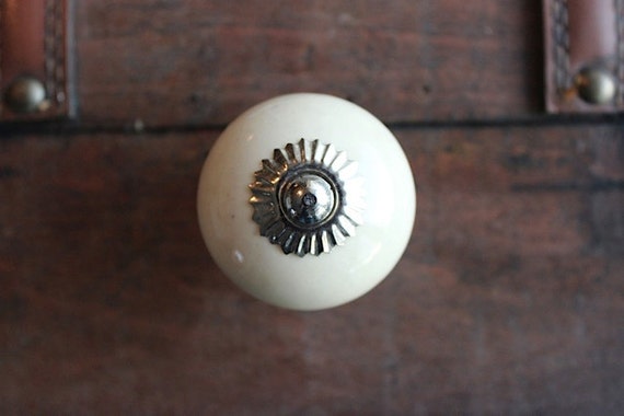 Ceramic Drawer Knobs In Cream Cream Ceramc Cabinet Knobs Etsy