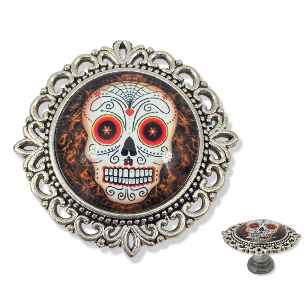 Sugar Skull Drawer Knobs Knobs With Skull Cinco De Etsy