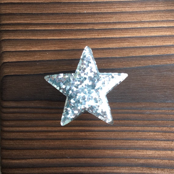 Silver Glitter Star Drawer Knob Knob Star Shaped Etsy