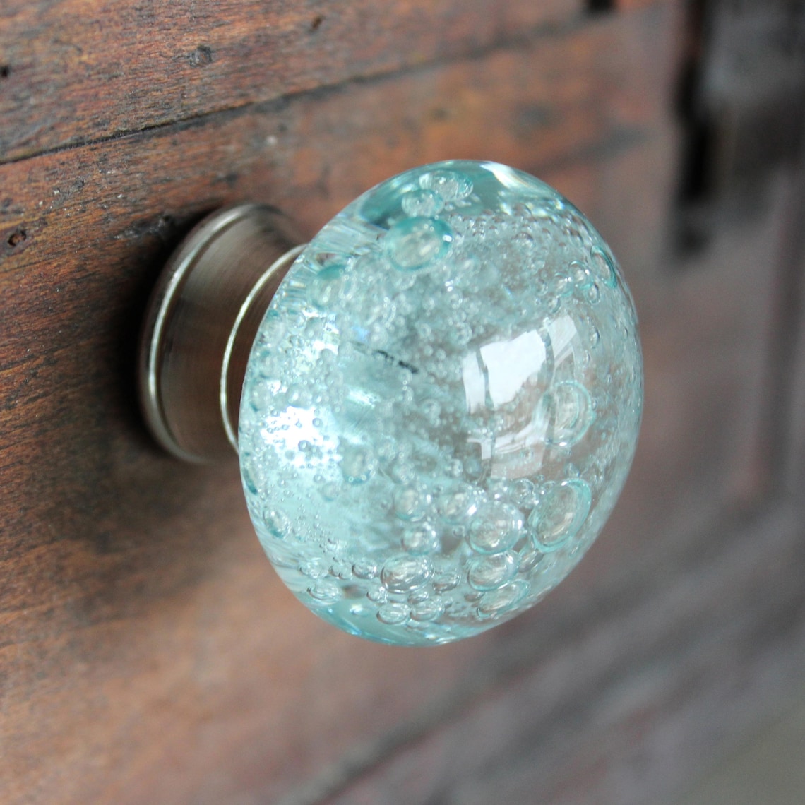 Glass Drawer Knobs With Bubbles in Light Blue Glass Knobs Etsy Canada