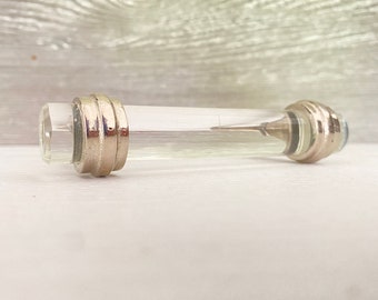 Glass Drawer Pull with Silver - Tube Handle for Drawer or Cabinet - Clearance Sale