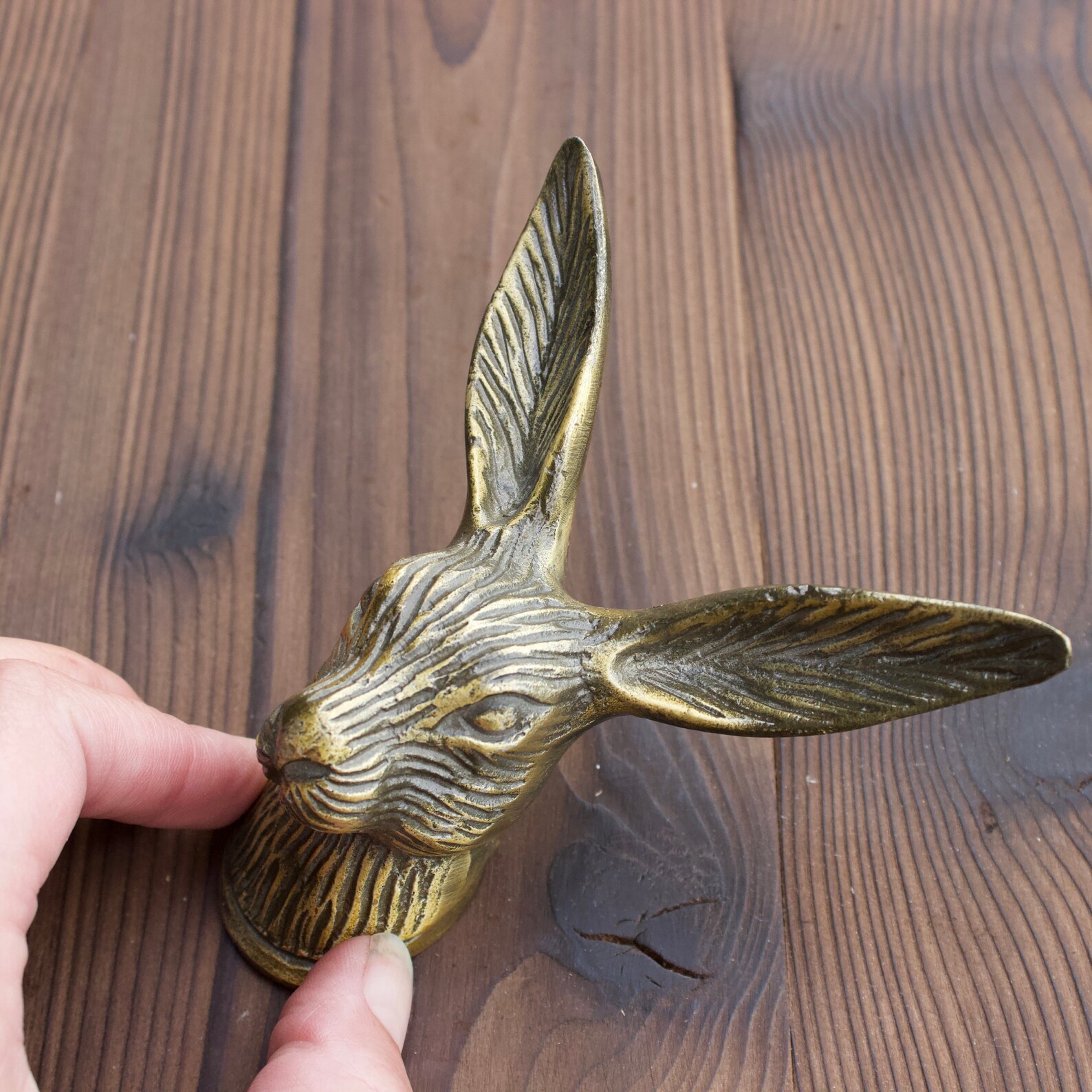 Hare Hook Rabbit Wall Hook in Antique Brass Woodland Decor Etsy Canada