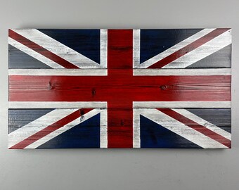 Burnt Wood British Flag - Wooden Union Jack Flag - Shou Sugi Ban Wooden British Flag  - Rustic Wall Decor - Indoor and Outdoor